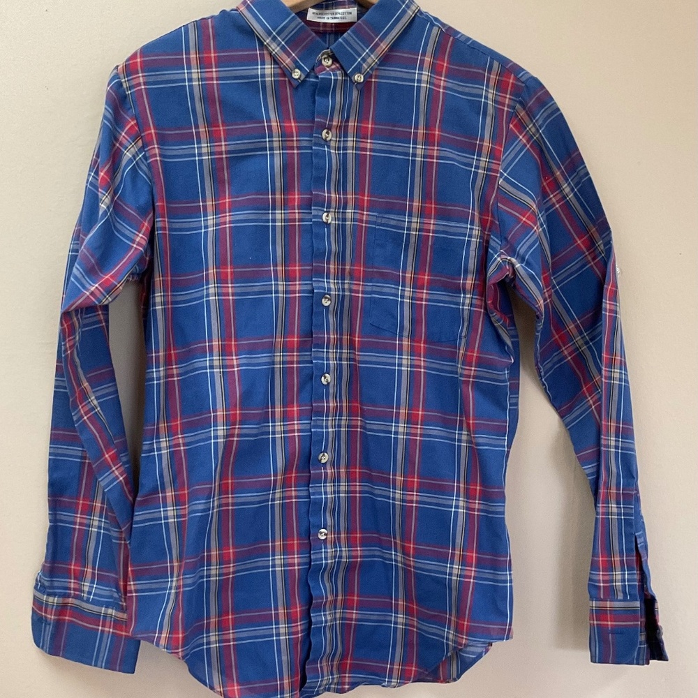 Arrow Brigade Blue Plaid Shirt Multicolor Long Sleeve Men's 20